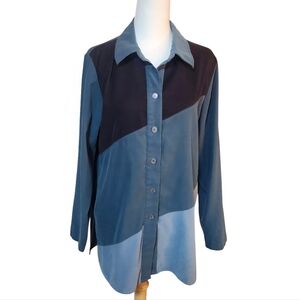 Tan Jay Color Block Button-Up Shirt